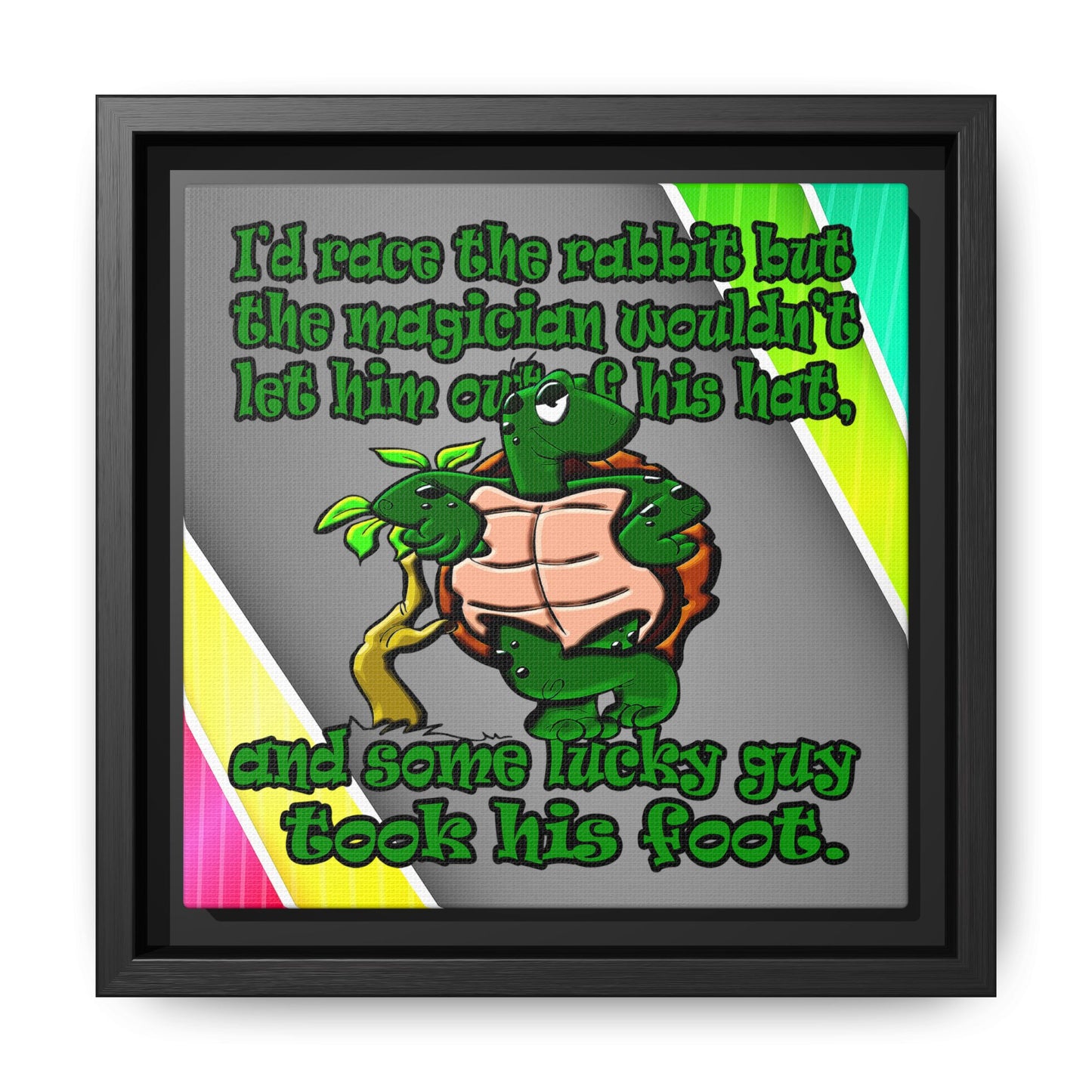 turtle race - framed canvas art (rainbow split)