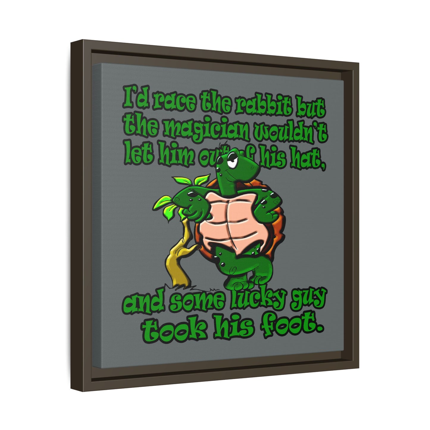 turtle race - framed canvas art (dark grey)