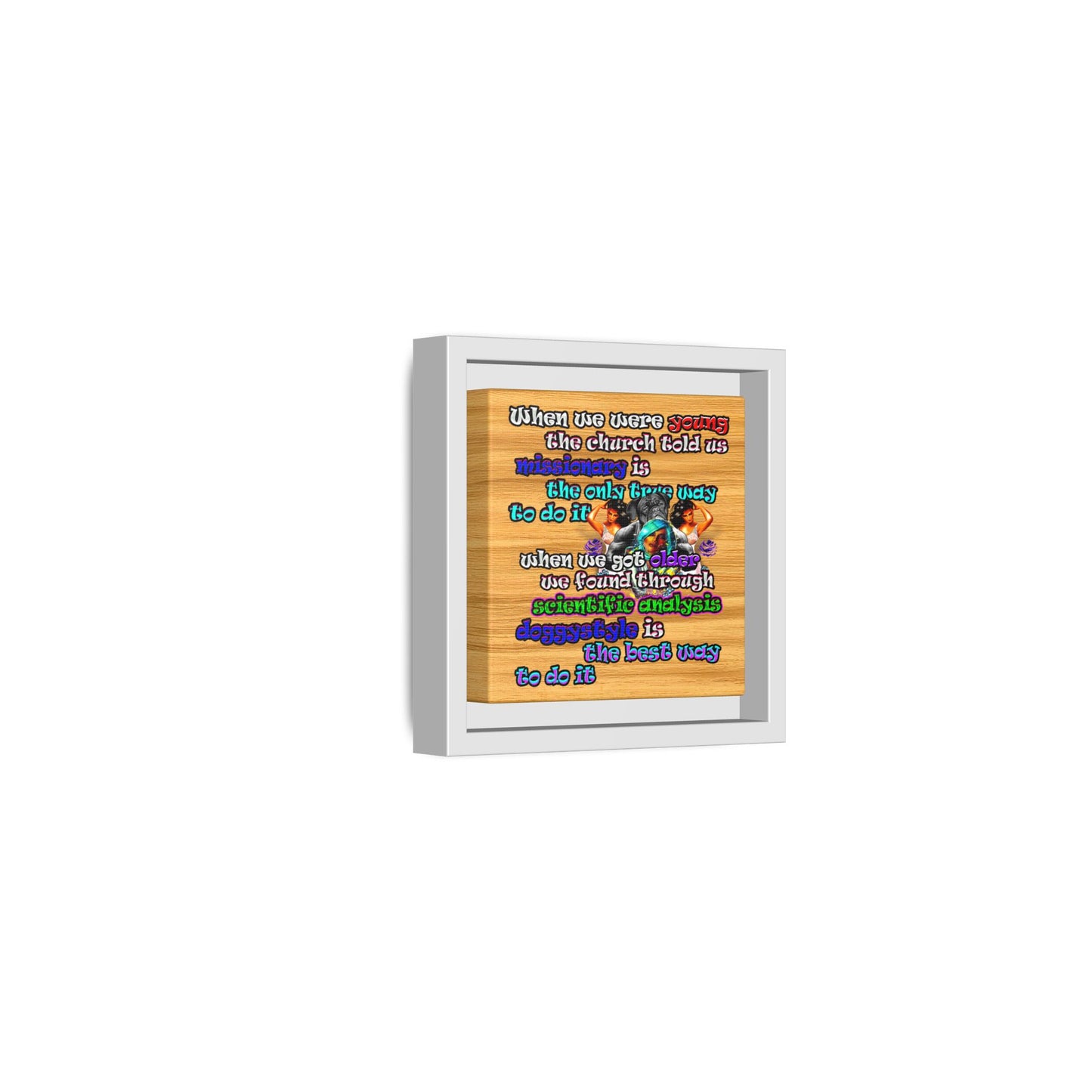 doggystyle - framed canvas art (butterscotch wood finish)