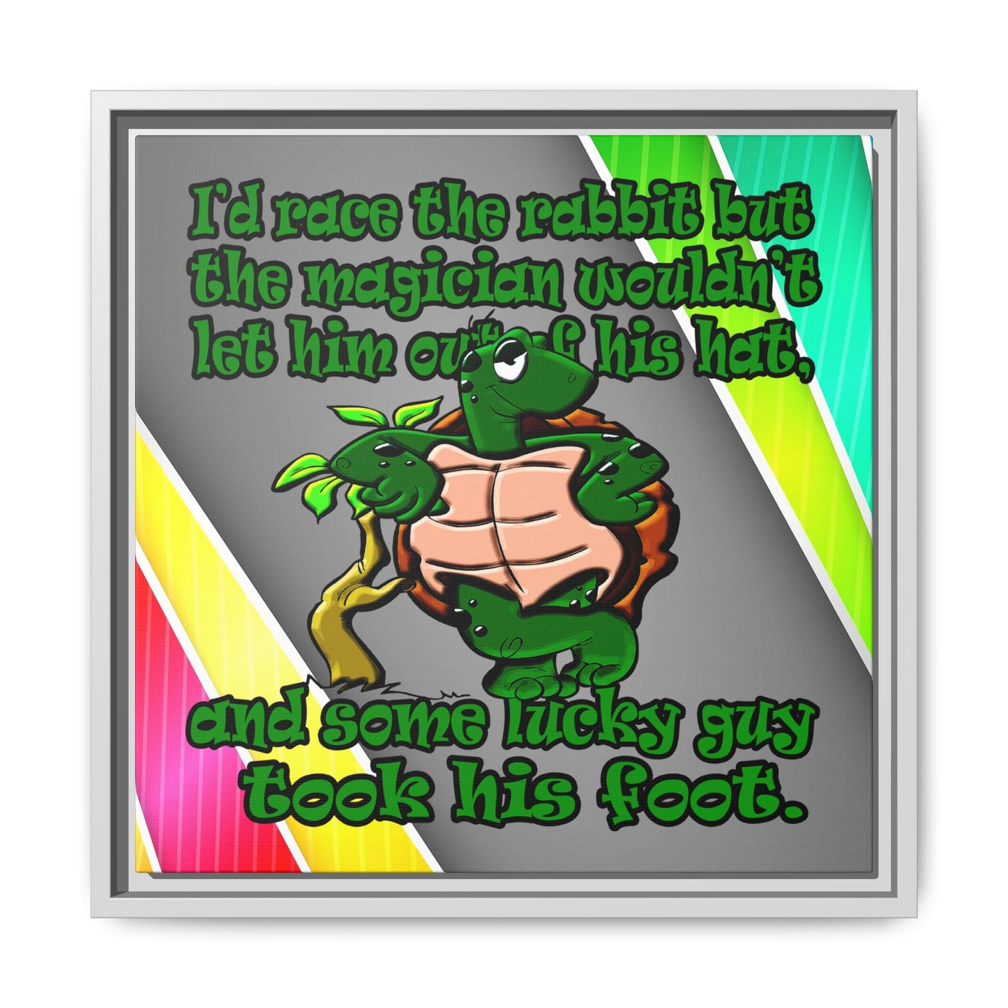 turtle race - framed canvas art (rainbow split)