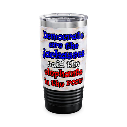 donkeys and elephants - Ringneck Tumbler, 20oz (white marble)