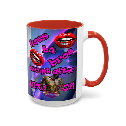 hoes b4 bros - Accent Mug (grey-pink wave)