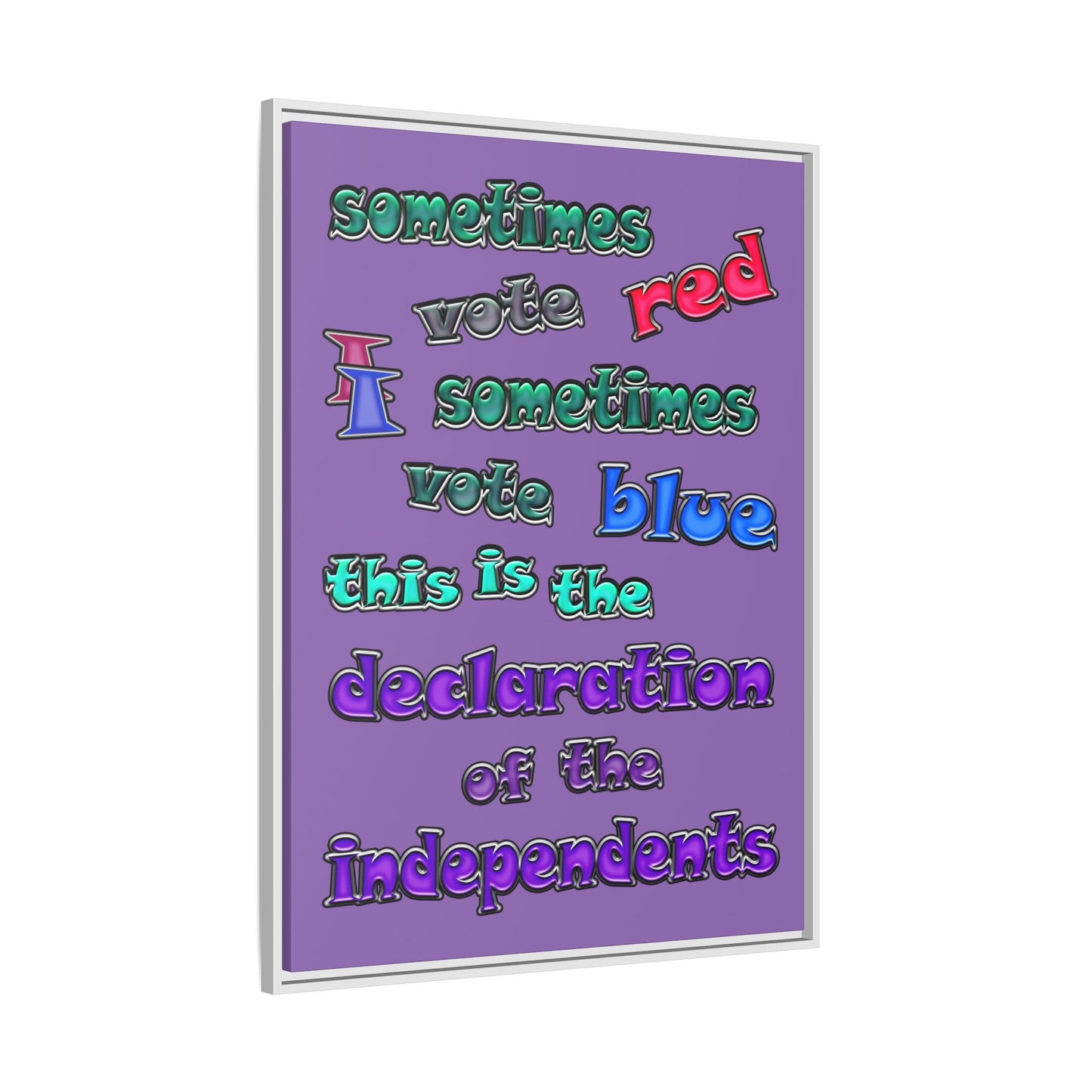 declaration of the independents - framed canvas art (light purple)