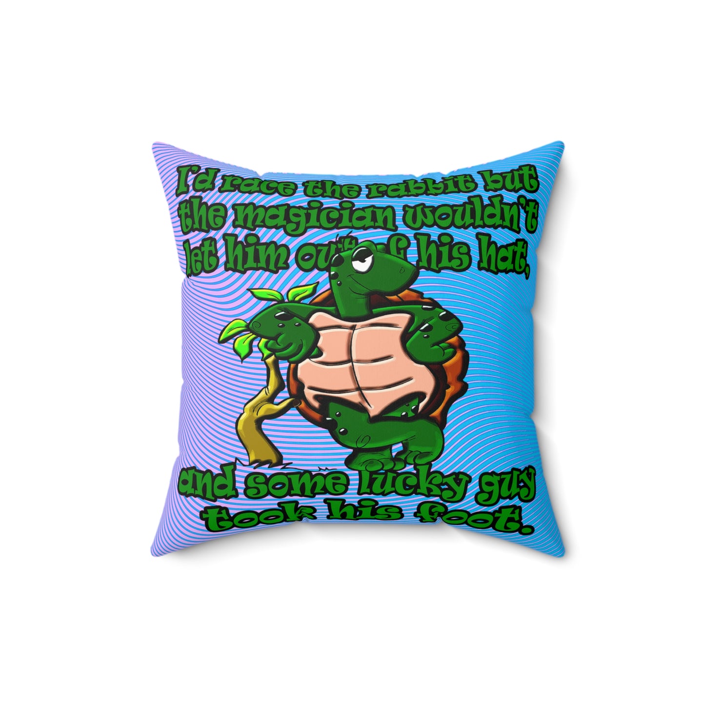 turtle race - Spun Polyester Square Pillow - (light blue-purple wave)