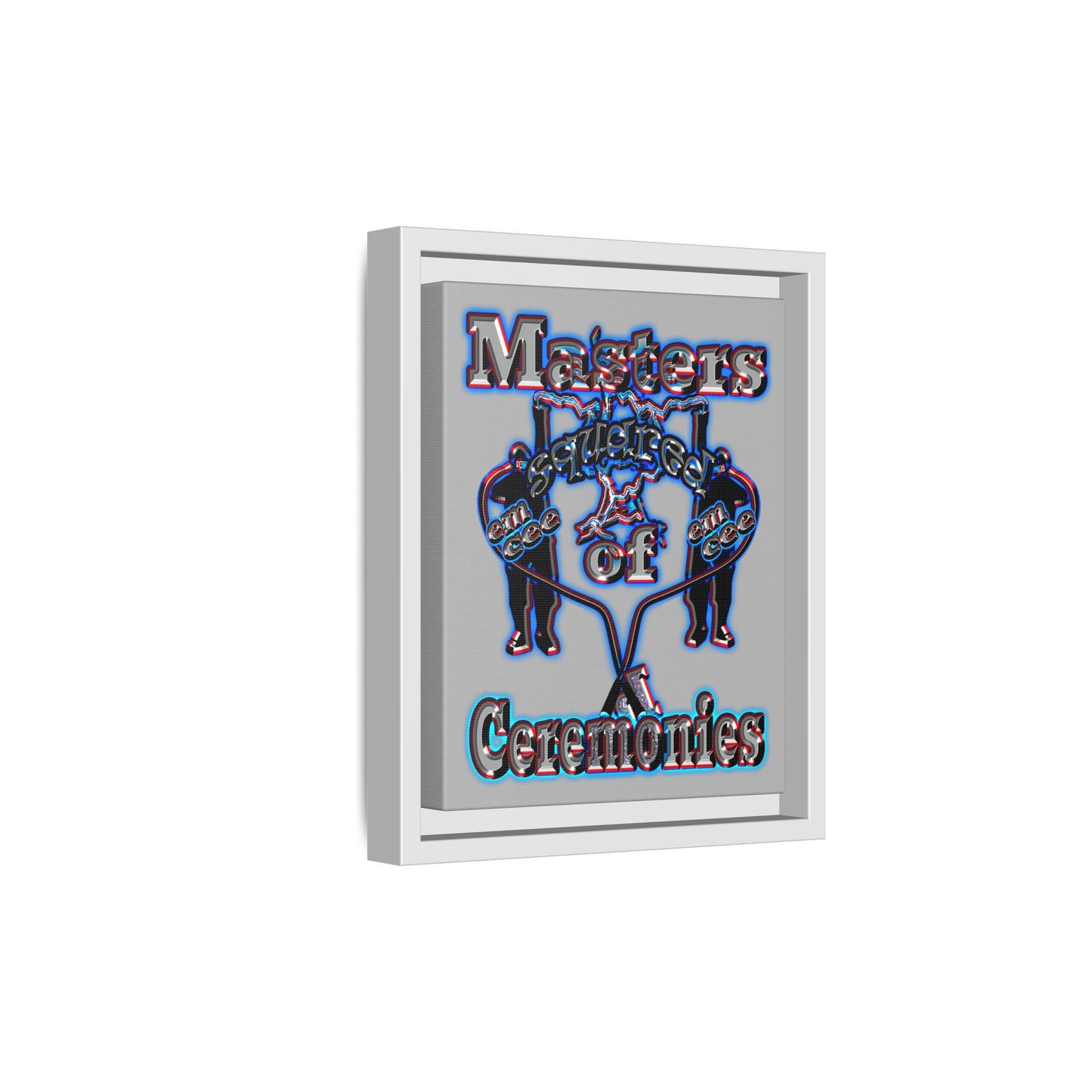 em cee squared - framed canvas art (light grey)