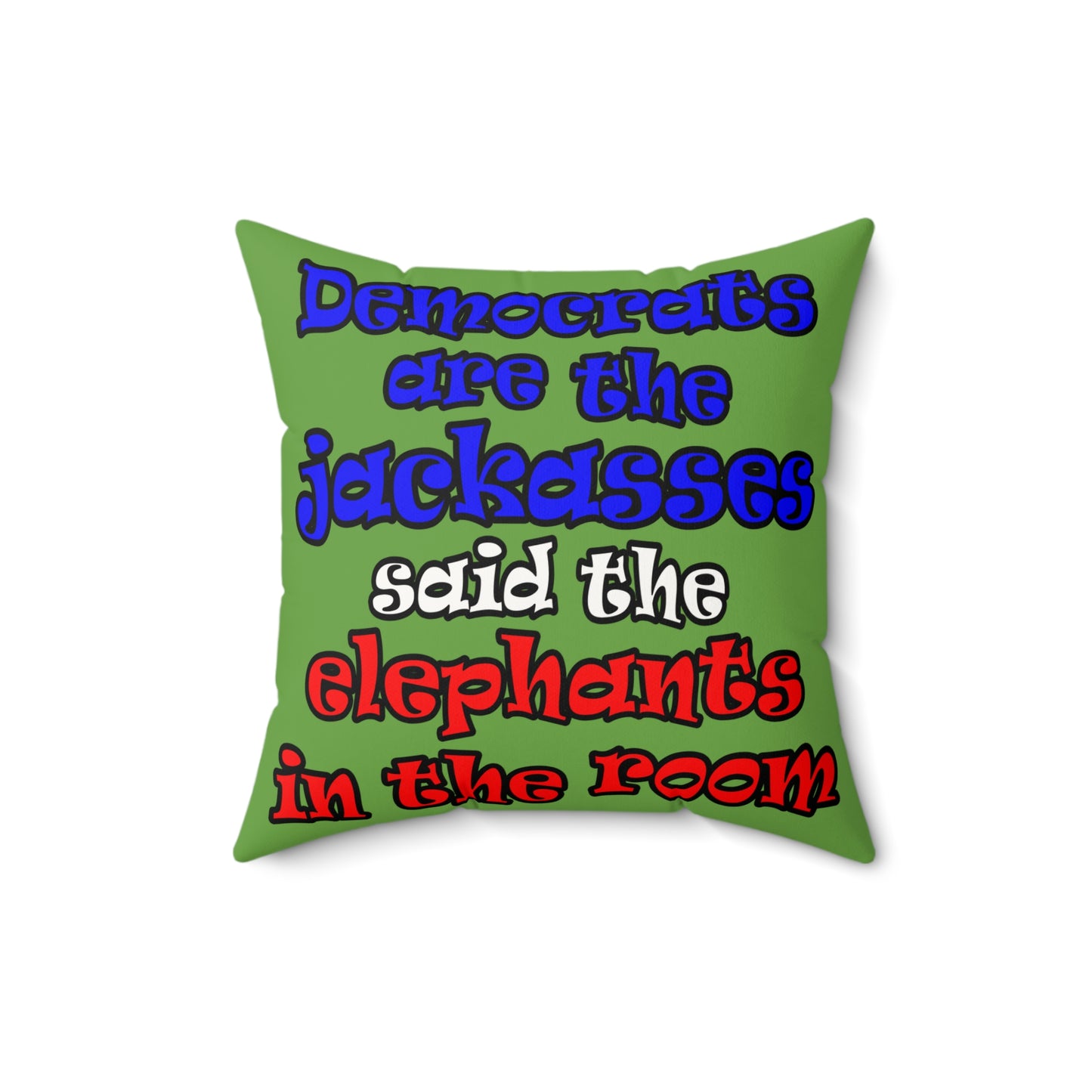 donkeys and elephants - Faux Suede Square Pillow - (green)