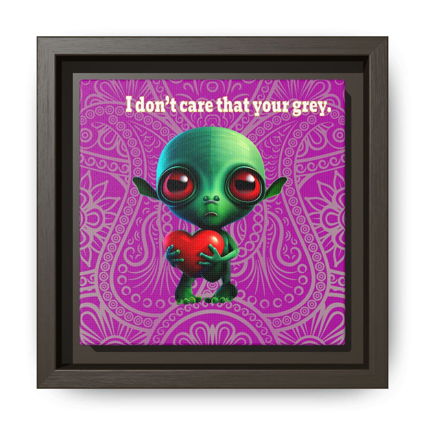 I don't care that your grey - framed canvas art (pink swirl)
