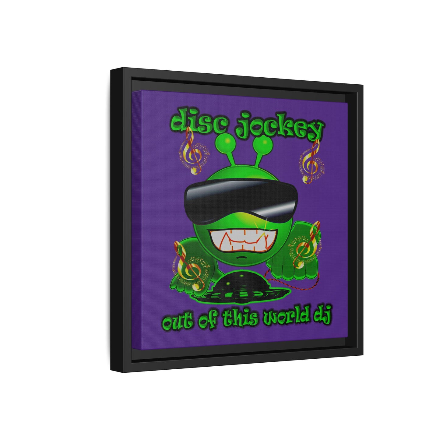 disc jockey - framed canvas art (purple)