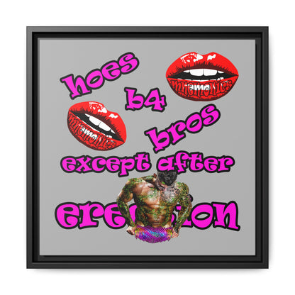 hoes b4 bros - framed canvas art (light grey)