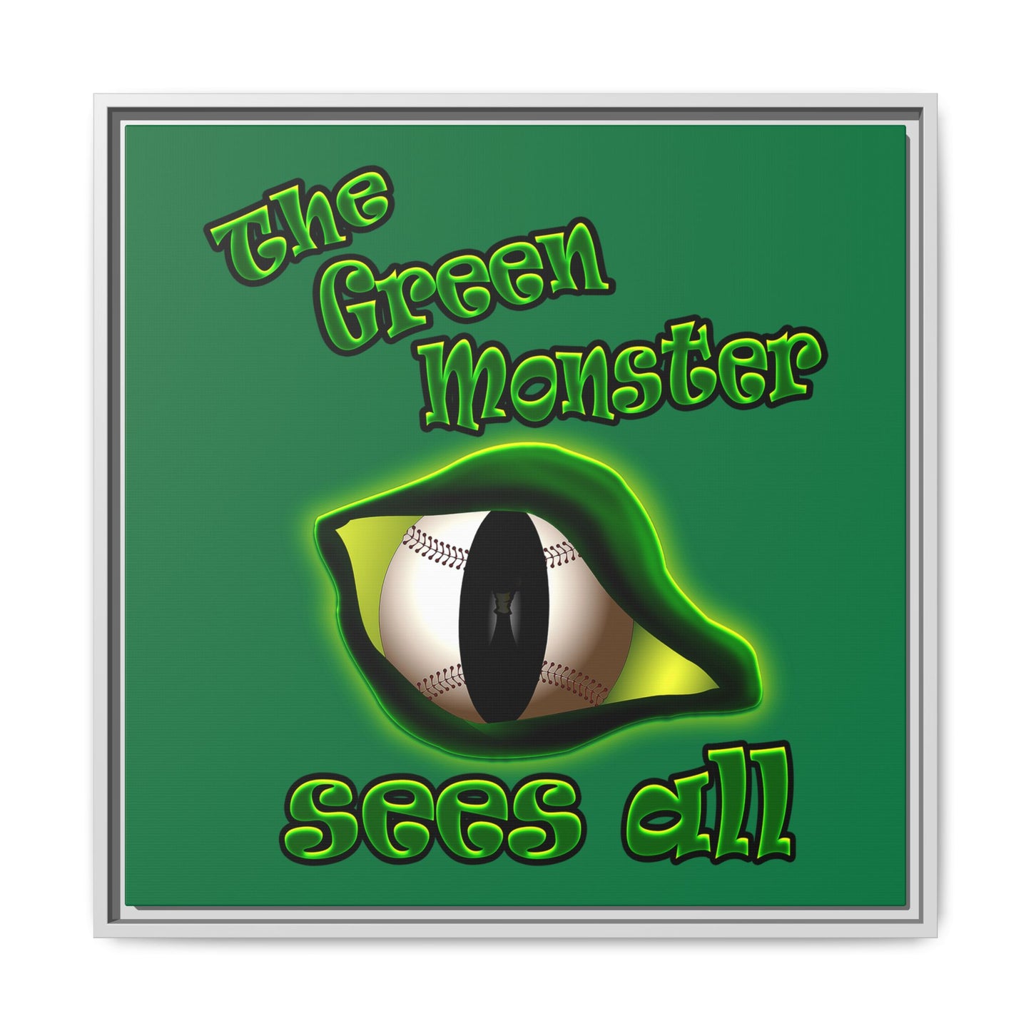 green monster - framed canvas art (dark green)