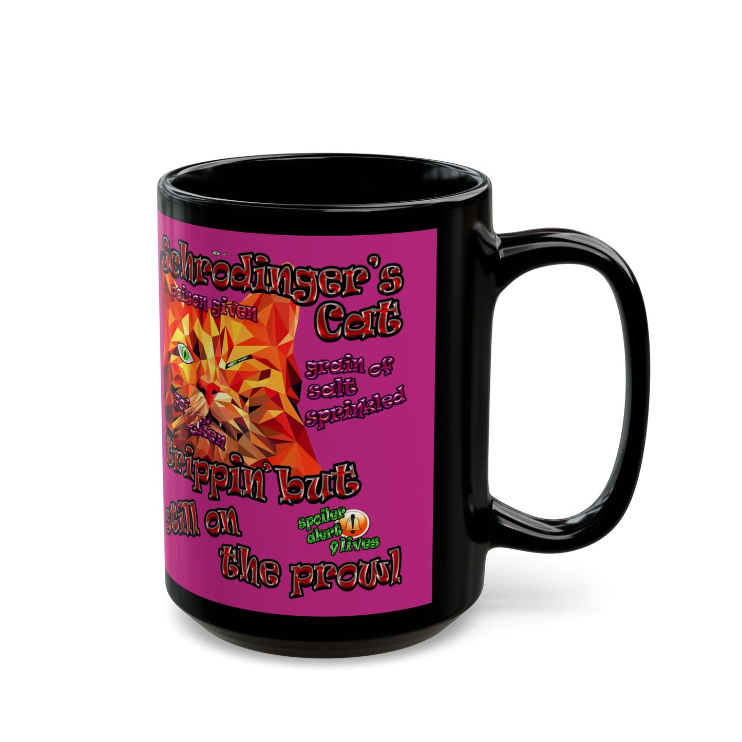 schrodinger's cat - Black Mug (pink)