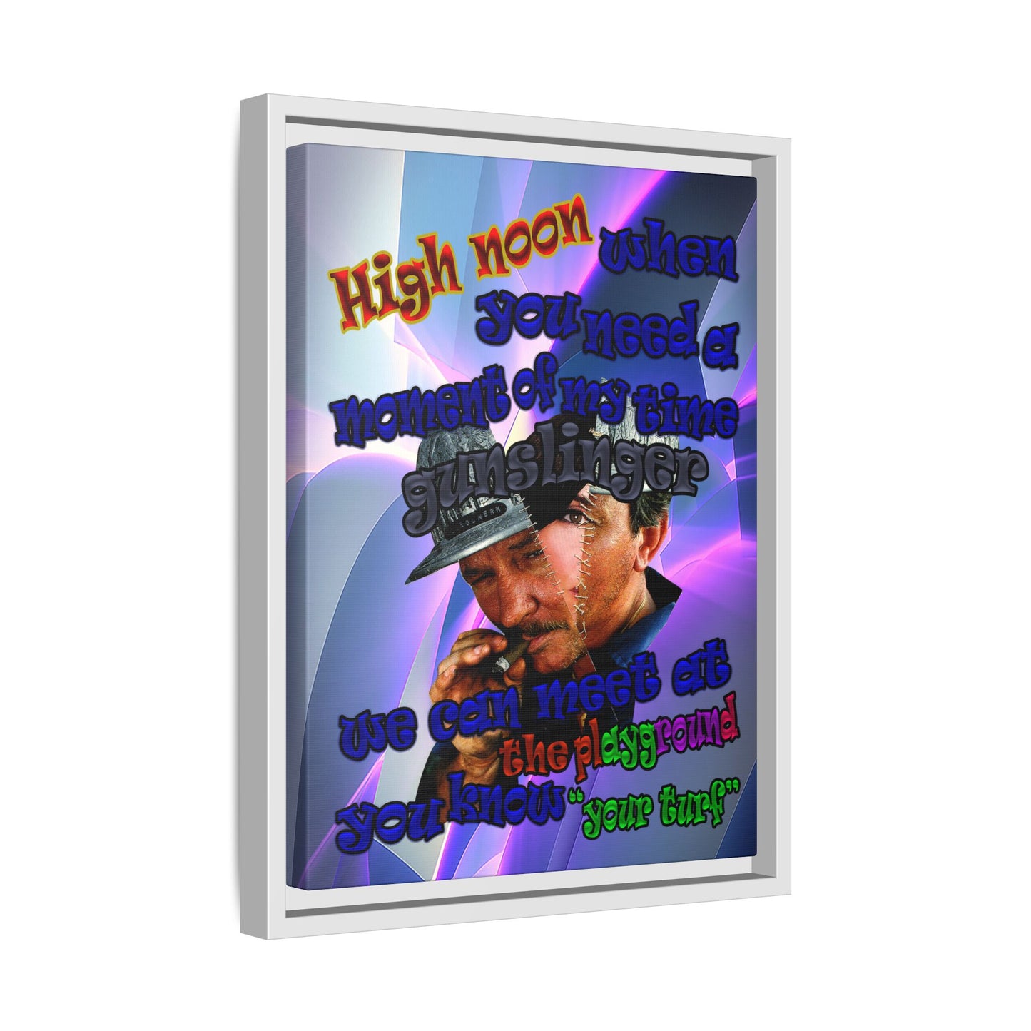high noon - framed canvas art (grey-pink wave)