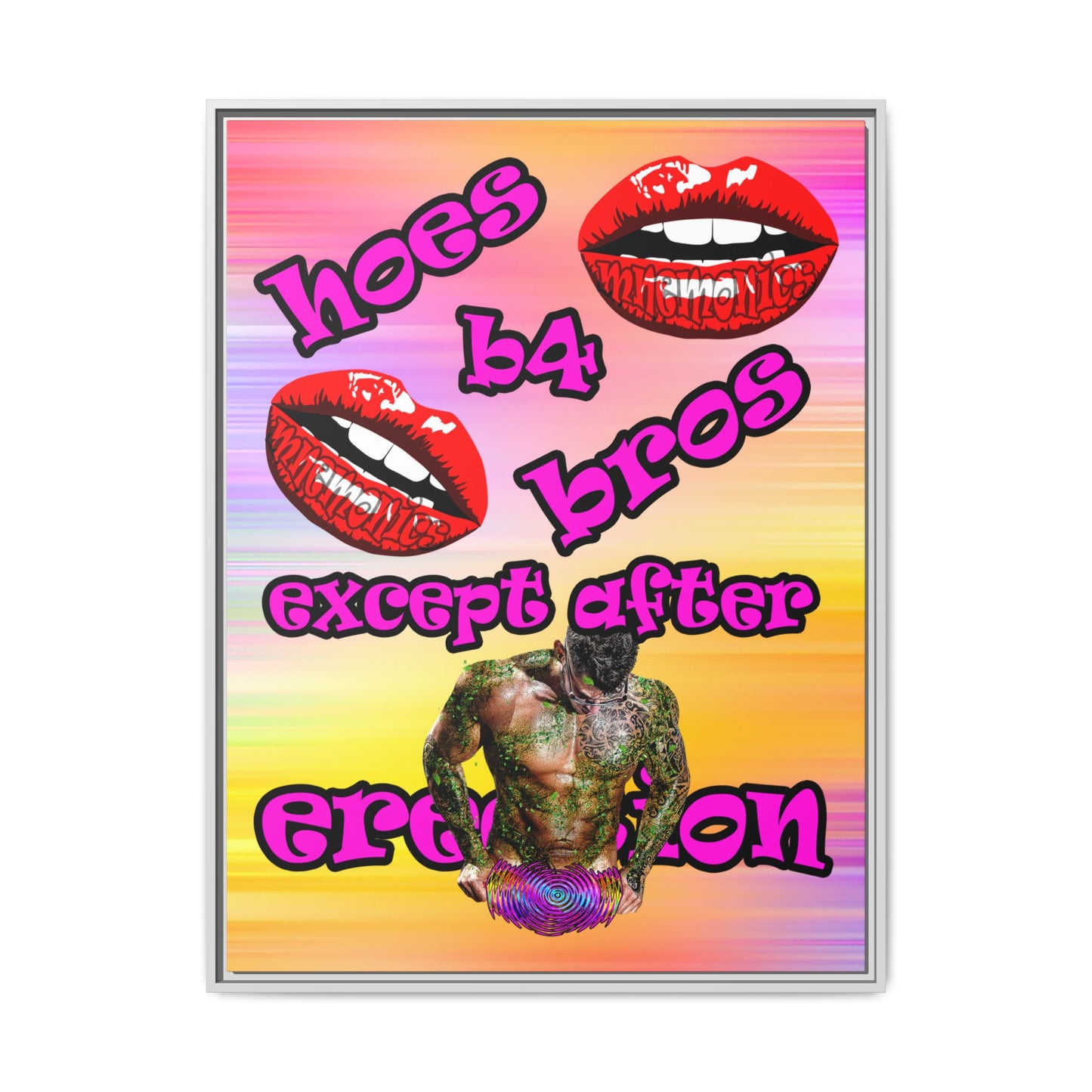 hoes b4 bros - framed canvas art (color blur)