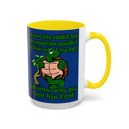 turtle race - Accent Mug (dark blue)