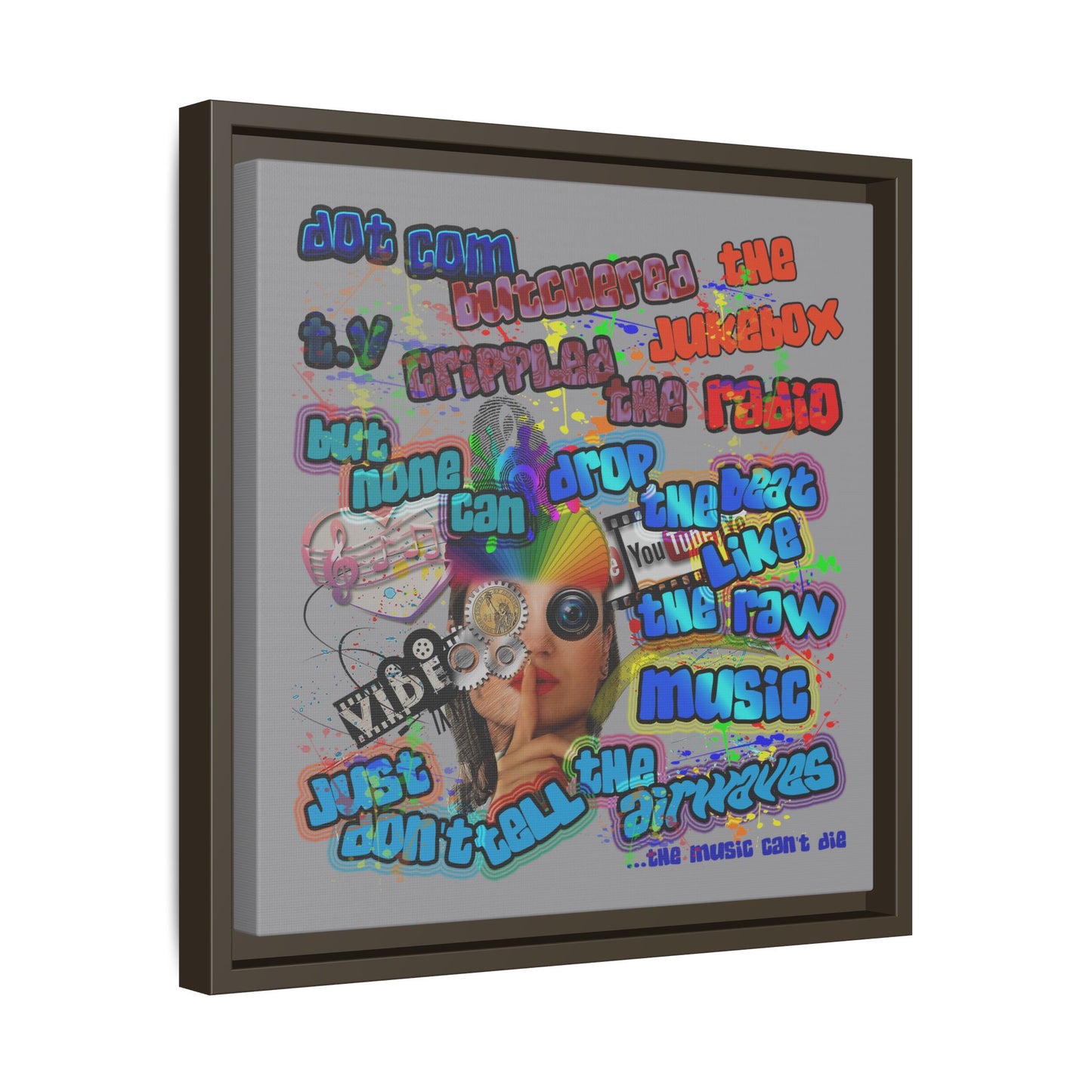 drop the beat - framed canvas art (grey)