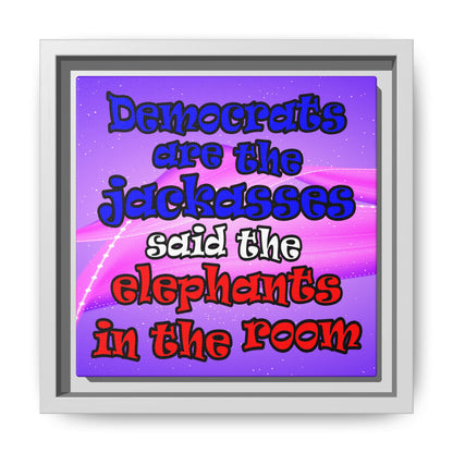 donkeys and elephants - framed canvas art (purple-pink wave)