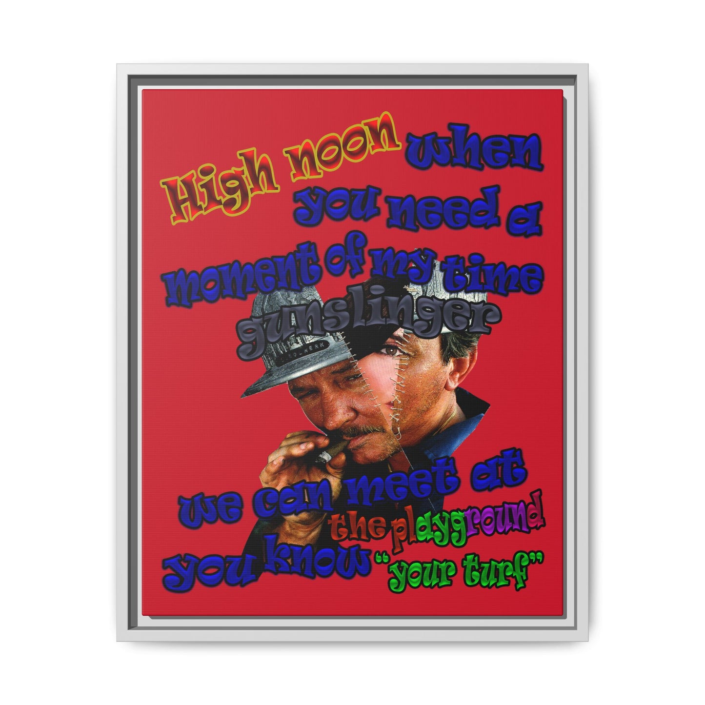 high noon - framed canvas art (dark red)