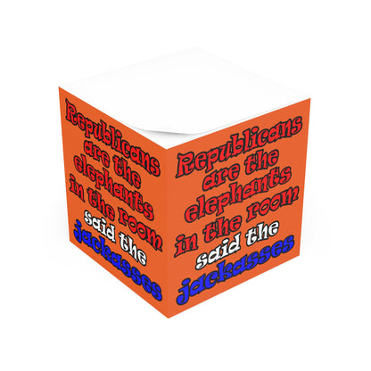 donkeys and elephants - note cube (orange)