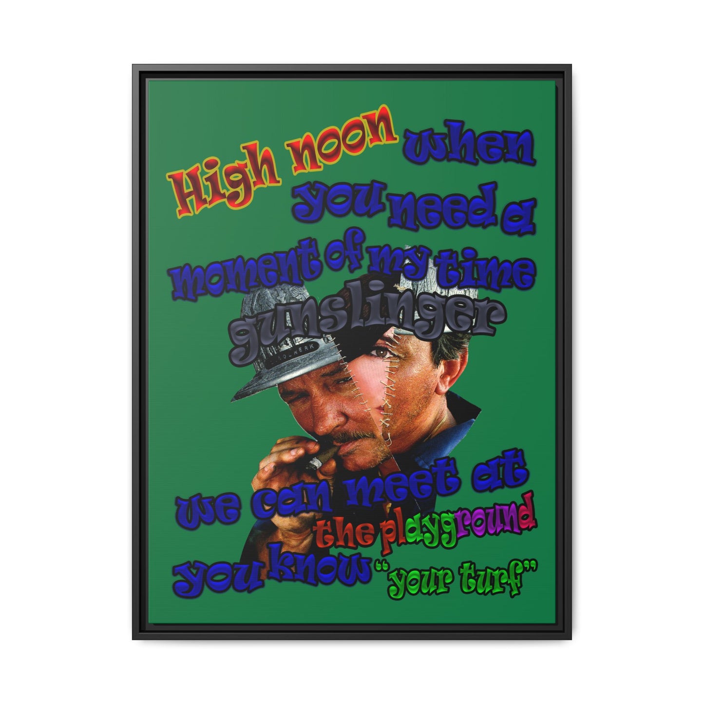 high noon - framed canvas art (dark green)