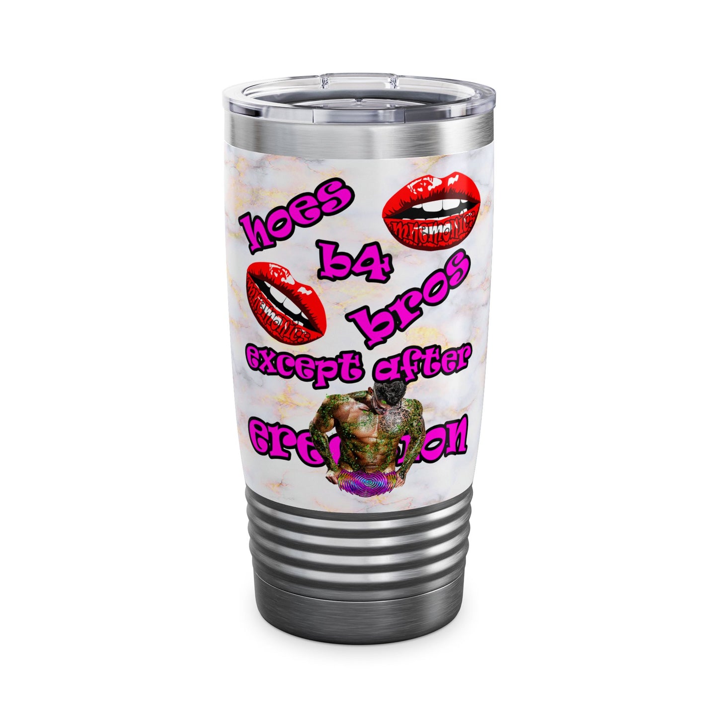 hoes b4 bros - Ringneck Tumbler, 20oz (white marble)