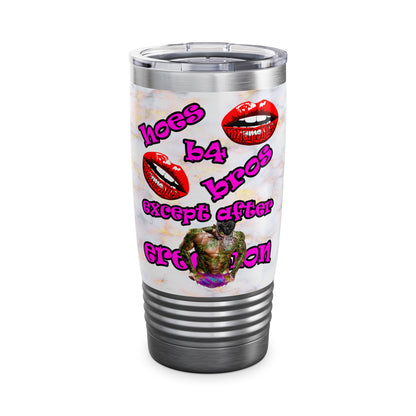 hoes b4 bros - Ringneck Tumbler, 20oz (white marble)