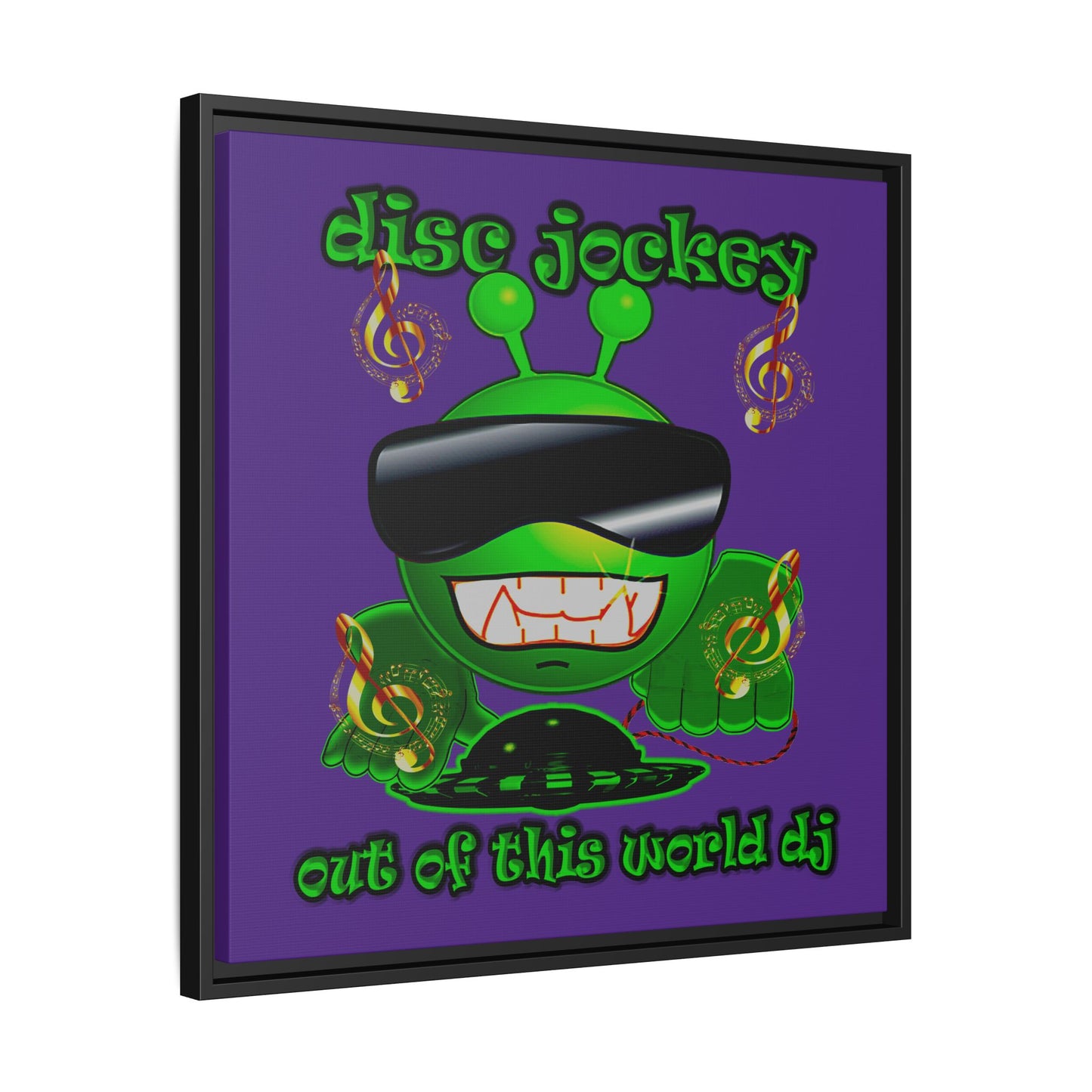 disc jockey - framed canvas art (purple)