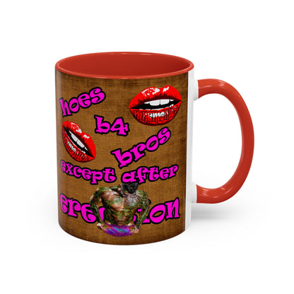 hoes b4 bros - Accent Mug (brown papyrus)