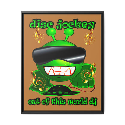 disc jockey - framed canvas art (light brown)
