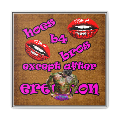 hoes b4 bros - framed canvas art (brown papyrus)