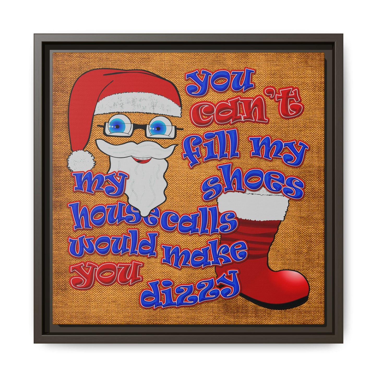 santa's shoes - framed canvas art (brown papyrus)
