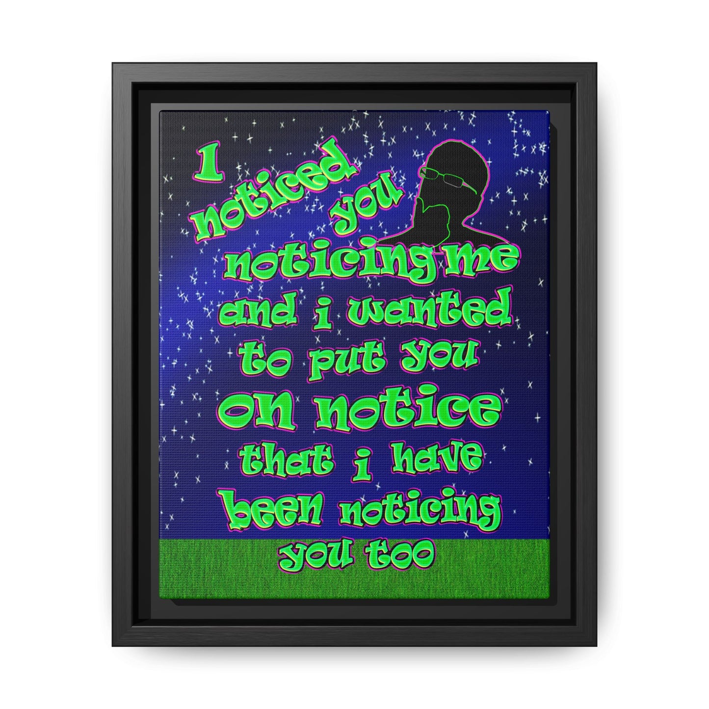 noticed you noticing - framed canvas art ('snoops' background)