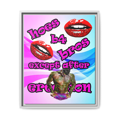 hoes b4 bros - framed canvas art (light blue-pink wave)