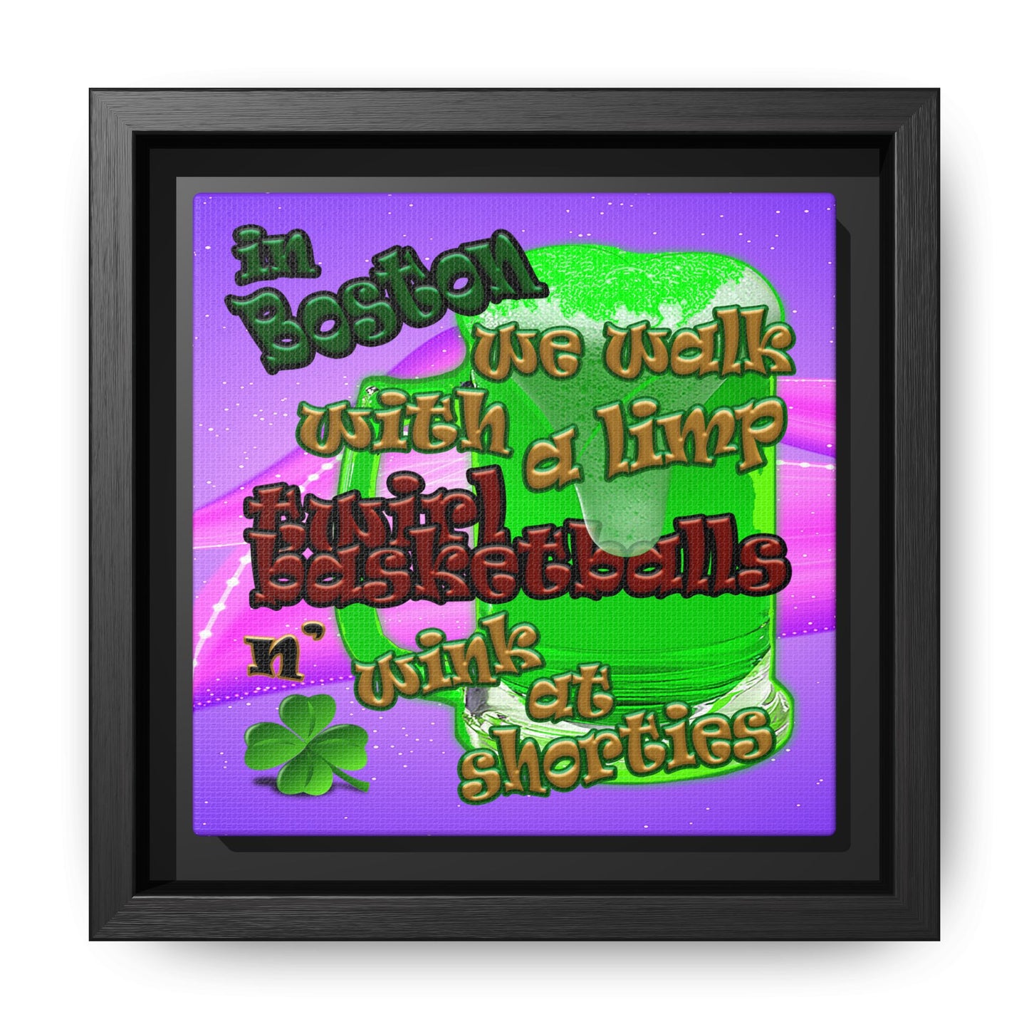celtics logo - framed canvas art (purple-pink wave)