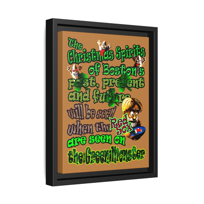 christmas spirits of boston - framed canvas art (light brown)