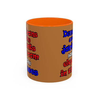 donkeys and elephants - Accent Mug (light brown)