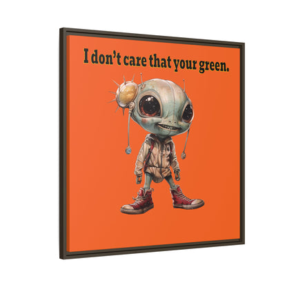 I don't care that your green - framed canvas art (orange)