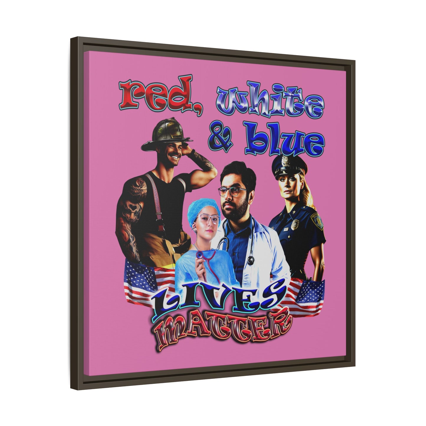 rw&b lives matter - framed canvas art (light pink)