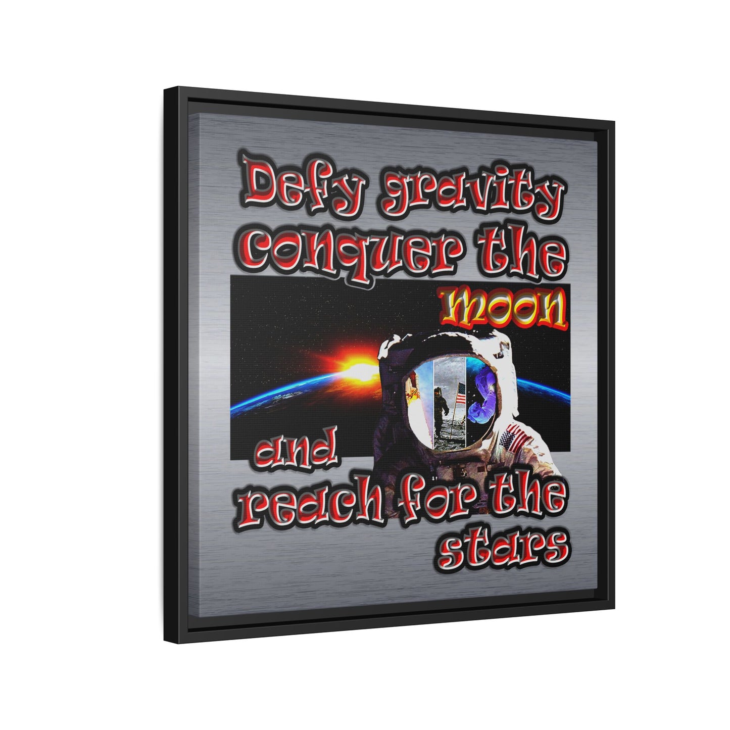 defy conquer reach - framed canvas art (brushed nickel)