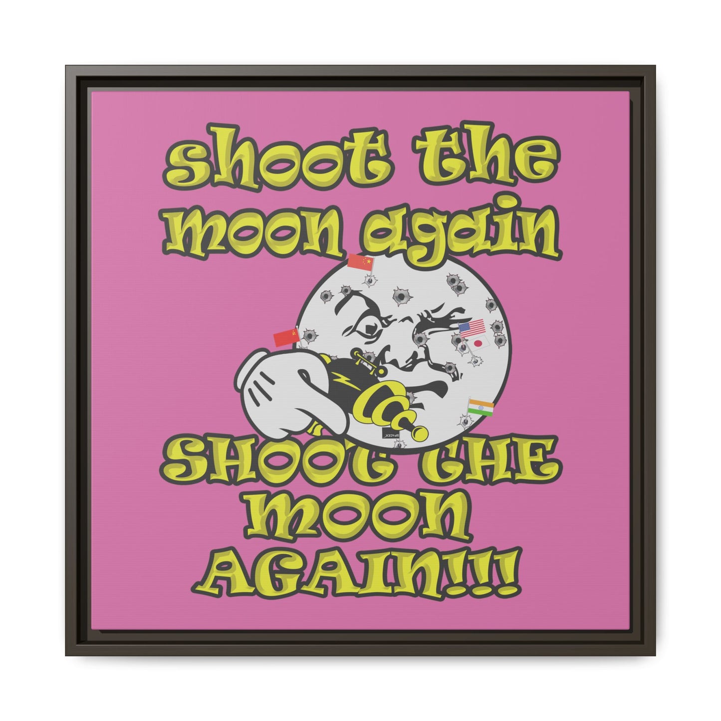 shoot the moon again - framed canvas art (light pink)