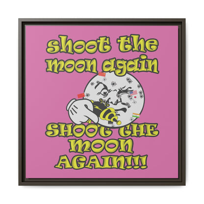 shoot the moon again - framed canvas art (light pink)