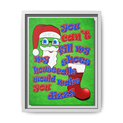 santa's shoes - framed canvas art (green turf)