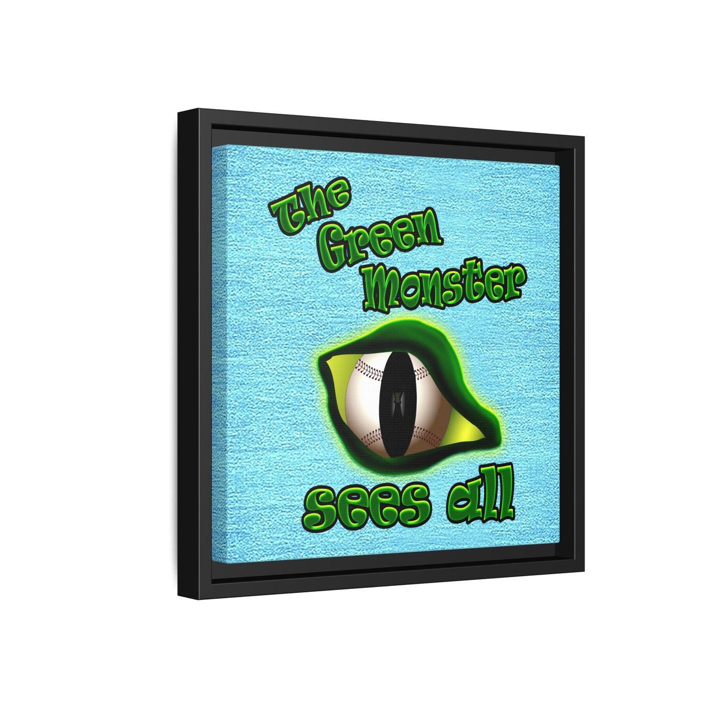 green monster - framed canvas art (faded blue)