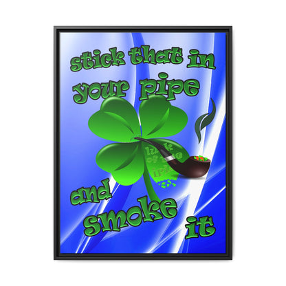 stick that in your pipe and smoke it - framed canvas art (blue-white wave)