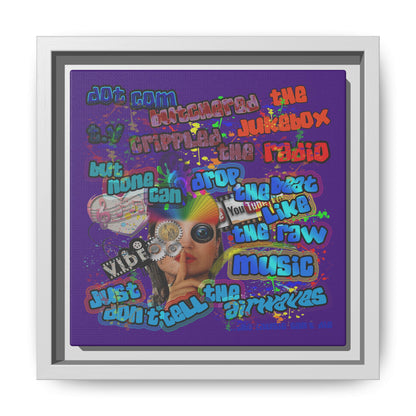 drop the beat - framed canvas art (purple)