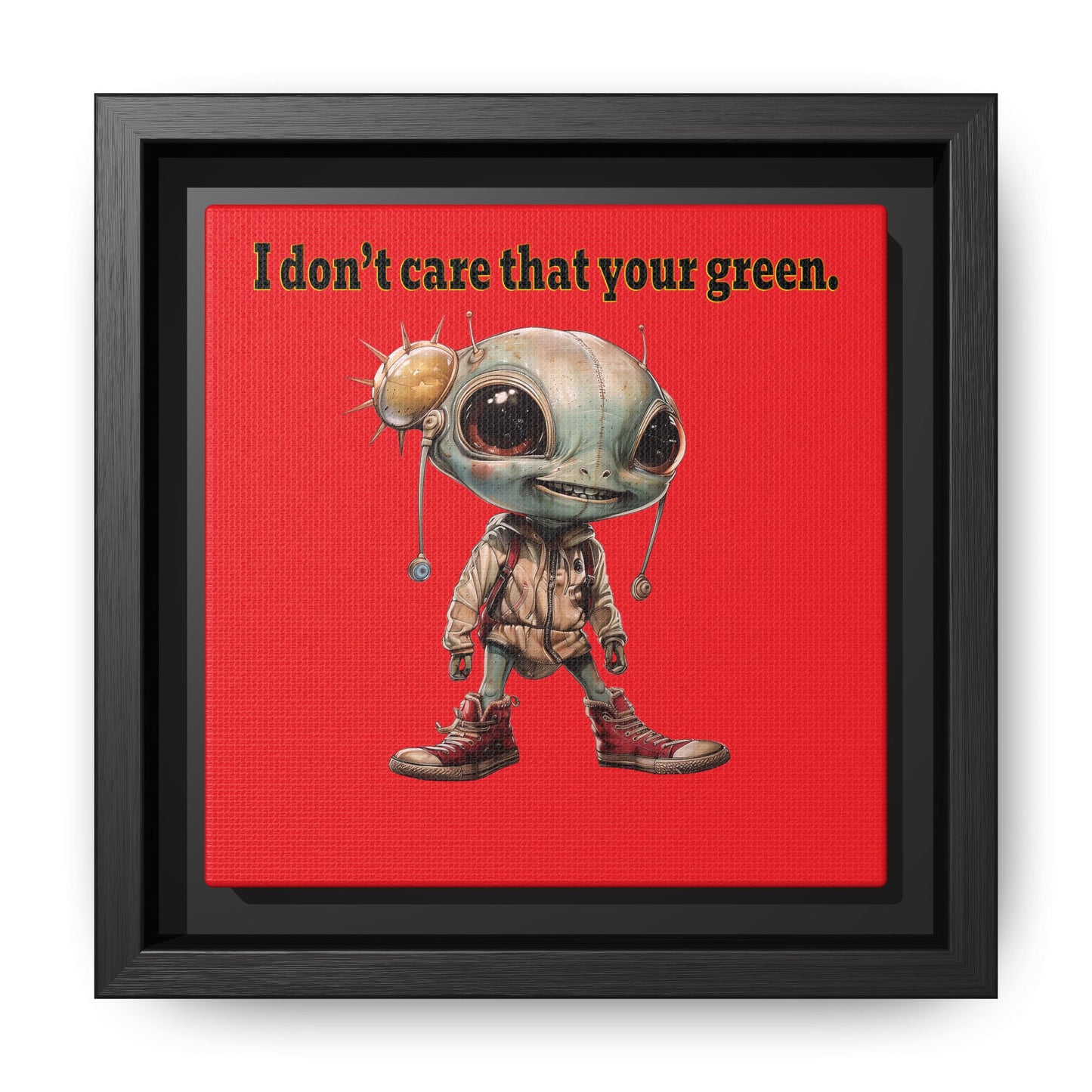 I don't care that your green - framed canvas art (red)
