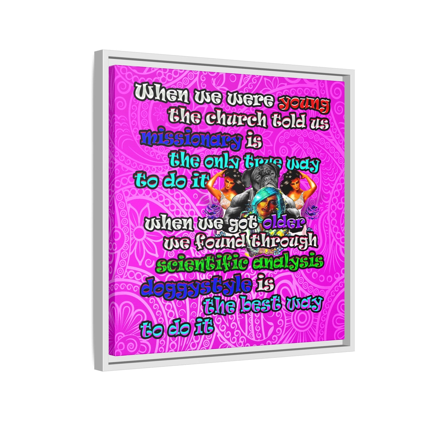 doggystyle - framed canvas art (pink swirl)