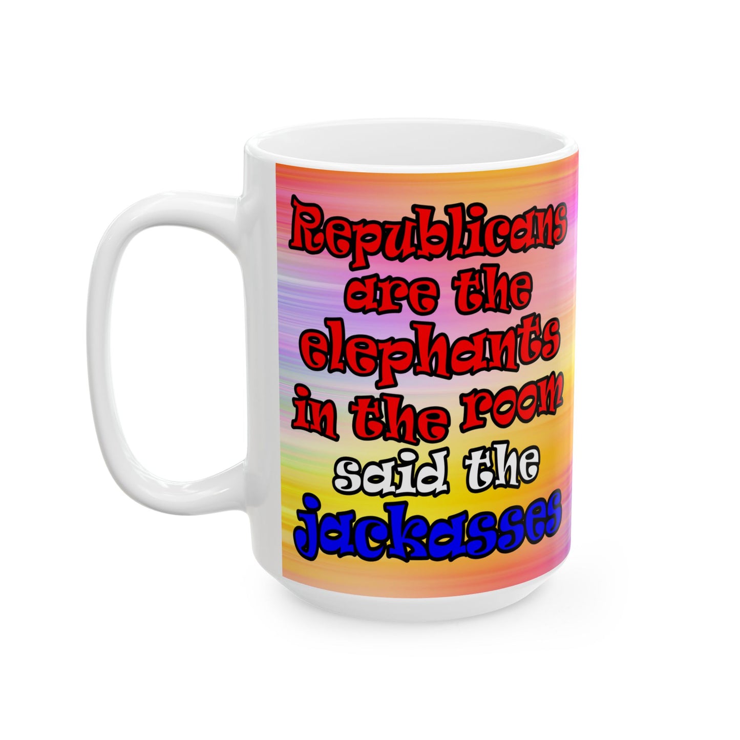 donkeys and elephants - White Mug (color blur)