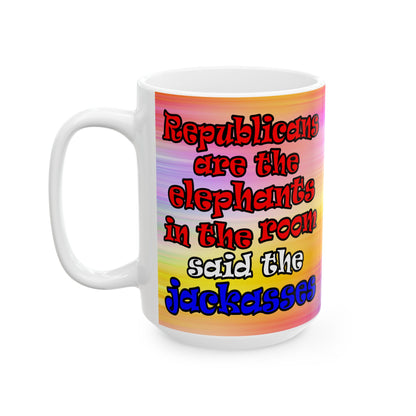 donkeys and elephants - White Mug (color blur)
