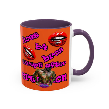hoes b4 bros - Accent Mug (orange)