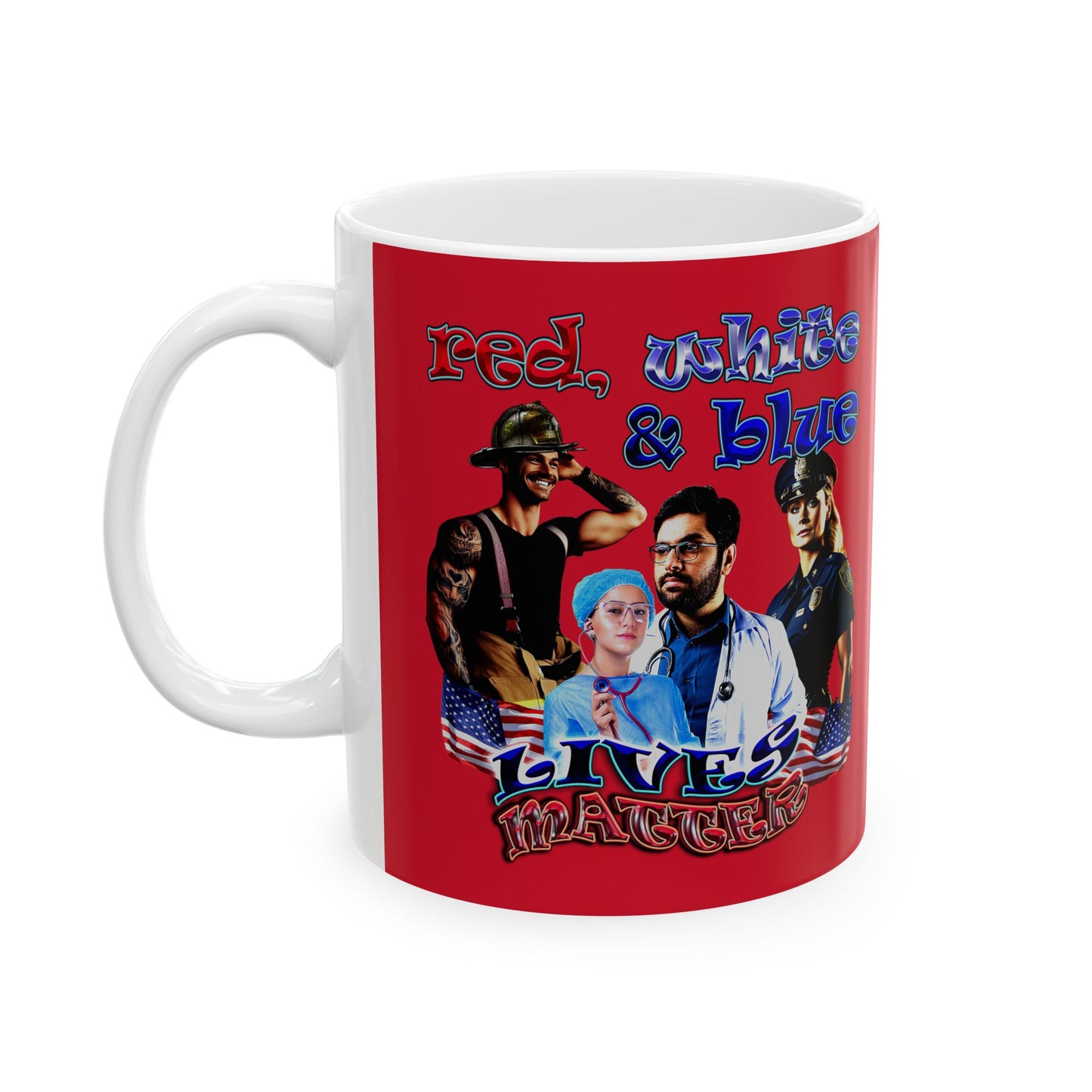 rw&b lives matter - White Mug (dark red)